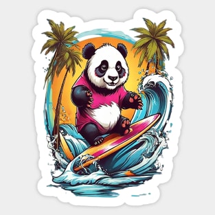 Surfing Panda Sticker